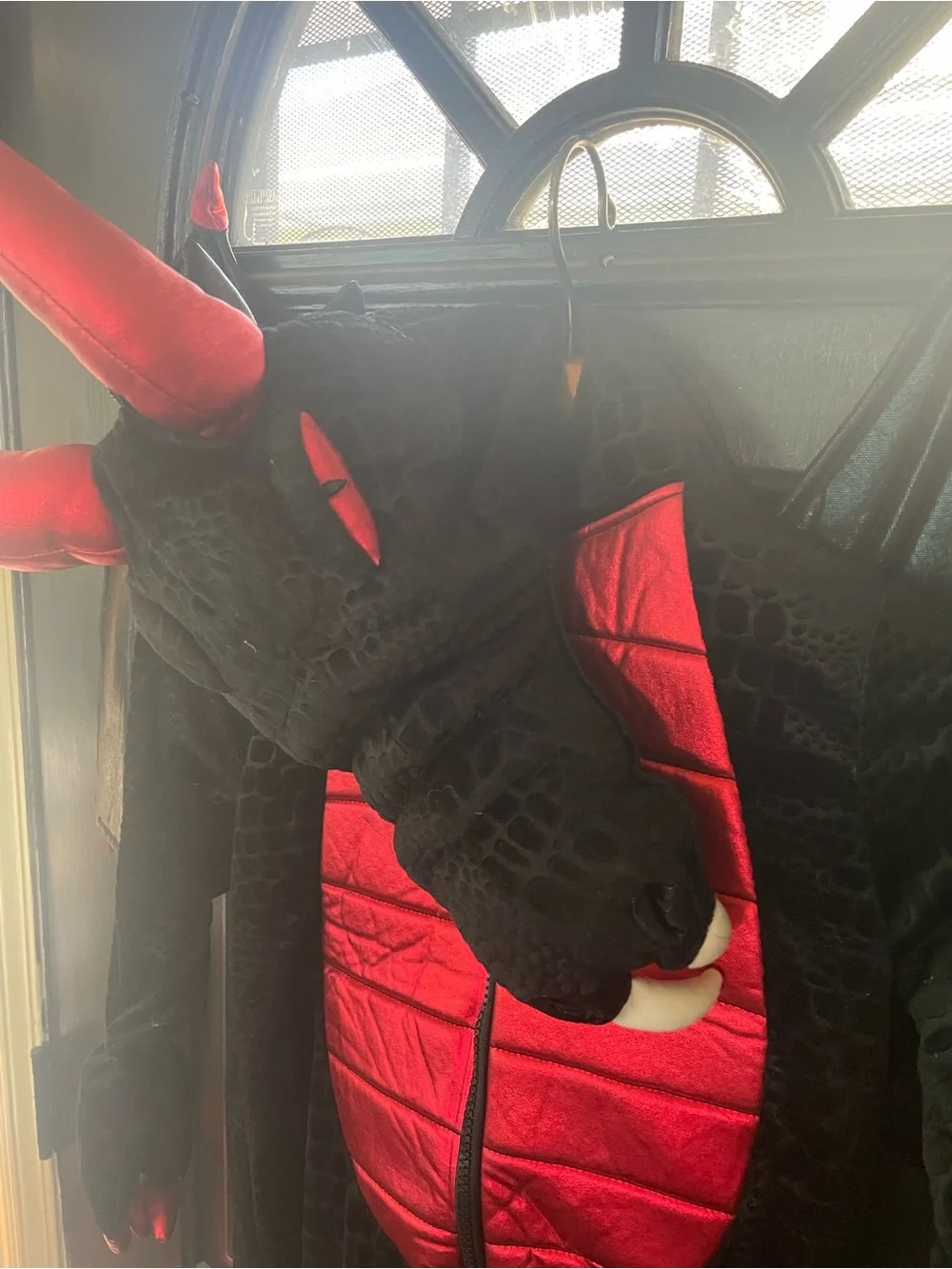 Kids Black and Red Dragon Costume with Hooded Wings